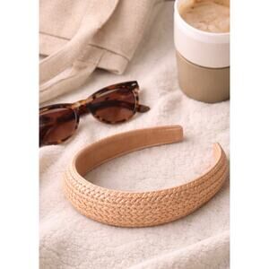 Neutral Woven Headband Beige Boho Hair Accessory